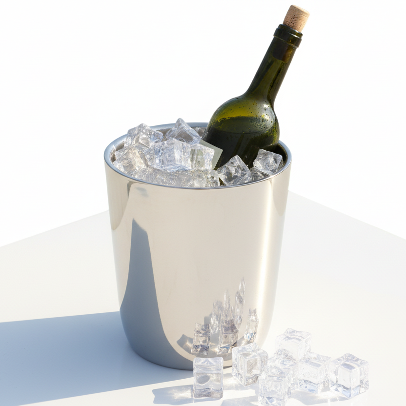 Slant Ice Bucket | Double wall | Stainless Steel | Mirror Finish
