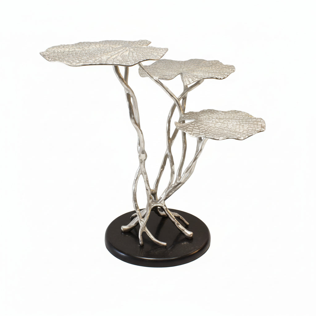 Decorative 3 leaf table | Antique silver color | 310033