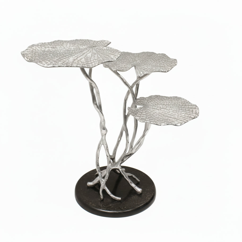 Decorative 3 leaf table | Antique silver color | 310033