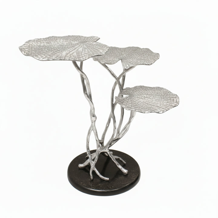 Decorative 3 leaf table | Antique silver color | 310033