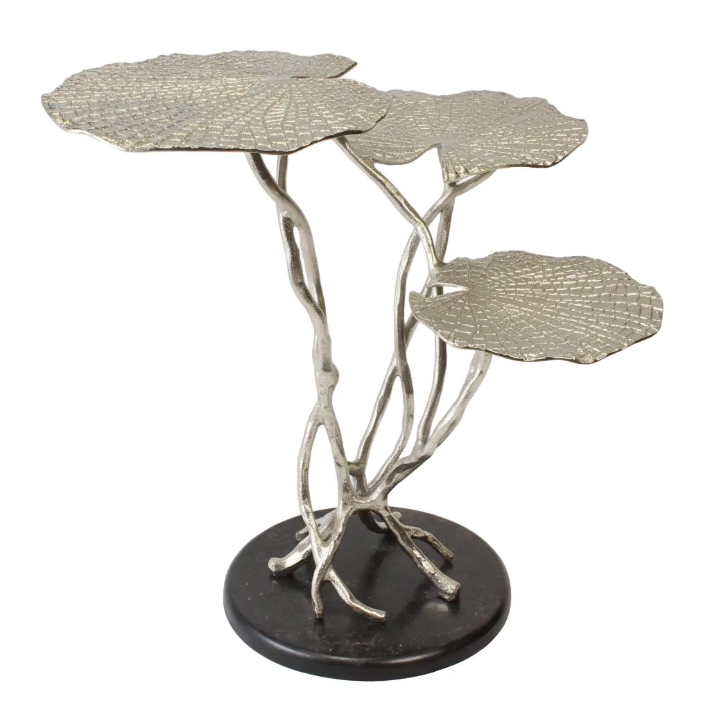 Decorative 3 leaf table | Antique silver color | 310033