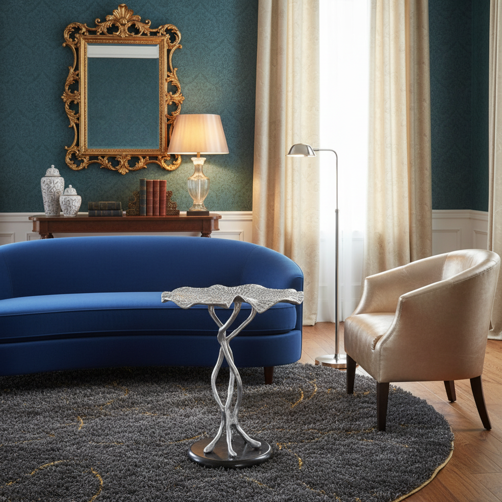 End Table Leaf Design | Antique Silver | 310035