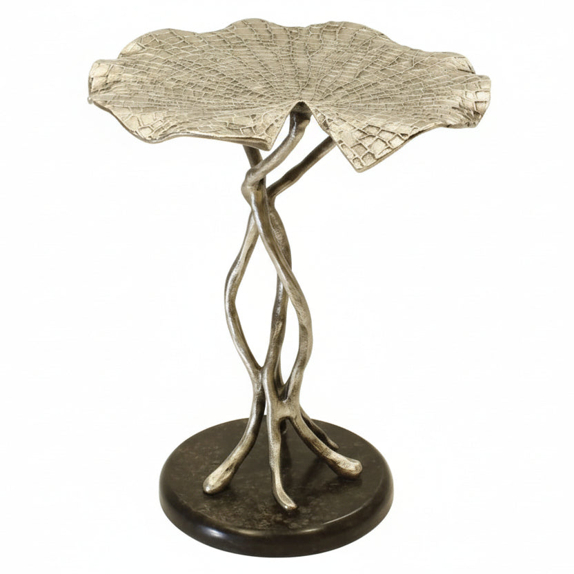 End Table Leaf Design | Antique Silver | 310035
