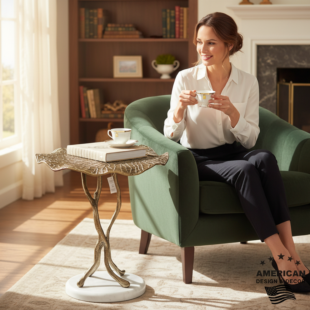 End Table | Leaf Collection | Gold Color | 310034