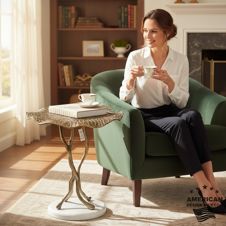 End Table | Leaf Collection | Gold Color | 310034