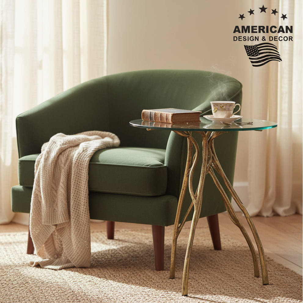 End Table | Leaf Design | Aluminum | Brass color | 310024