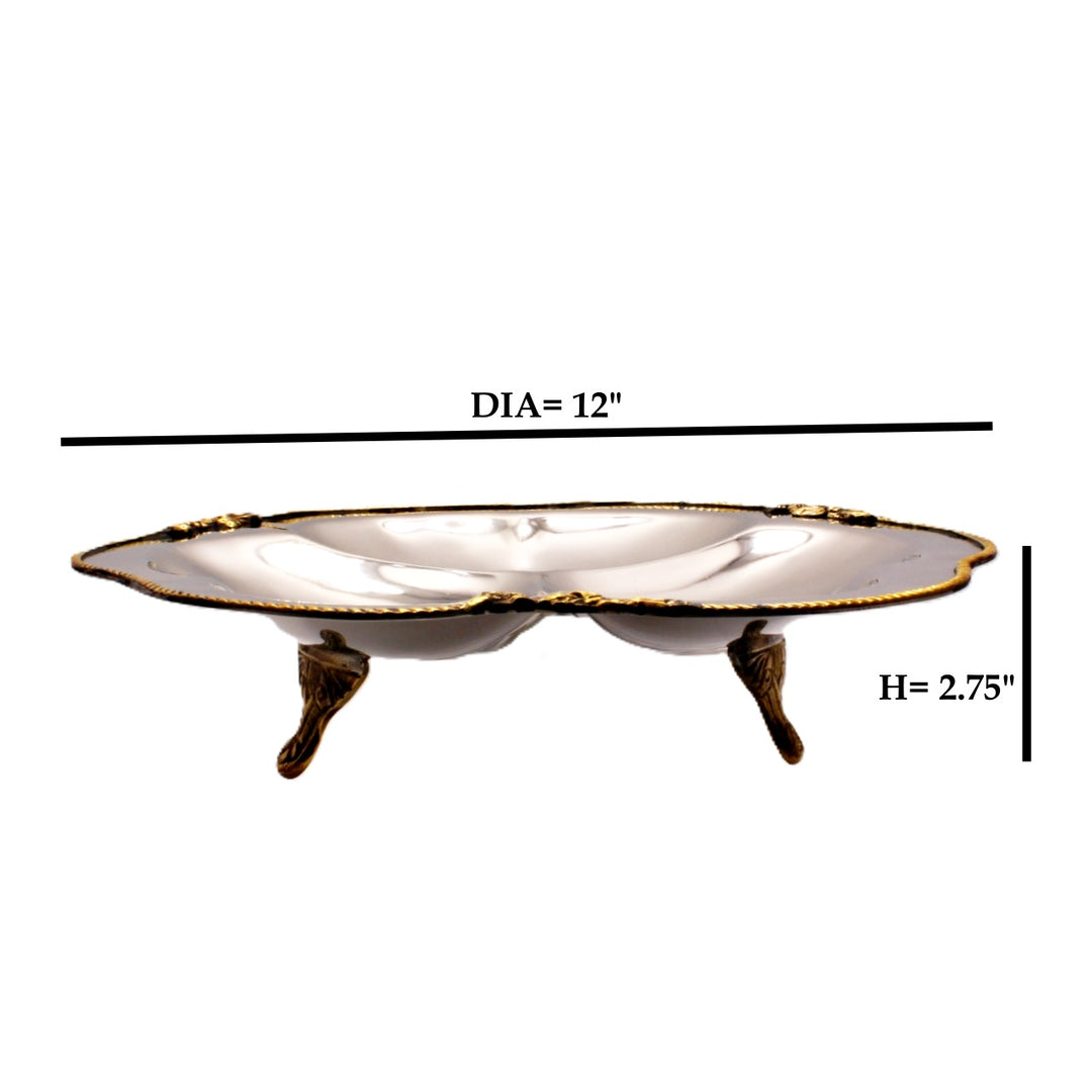 3 compartment serveware | Stainless Steel &amp; Brass