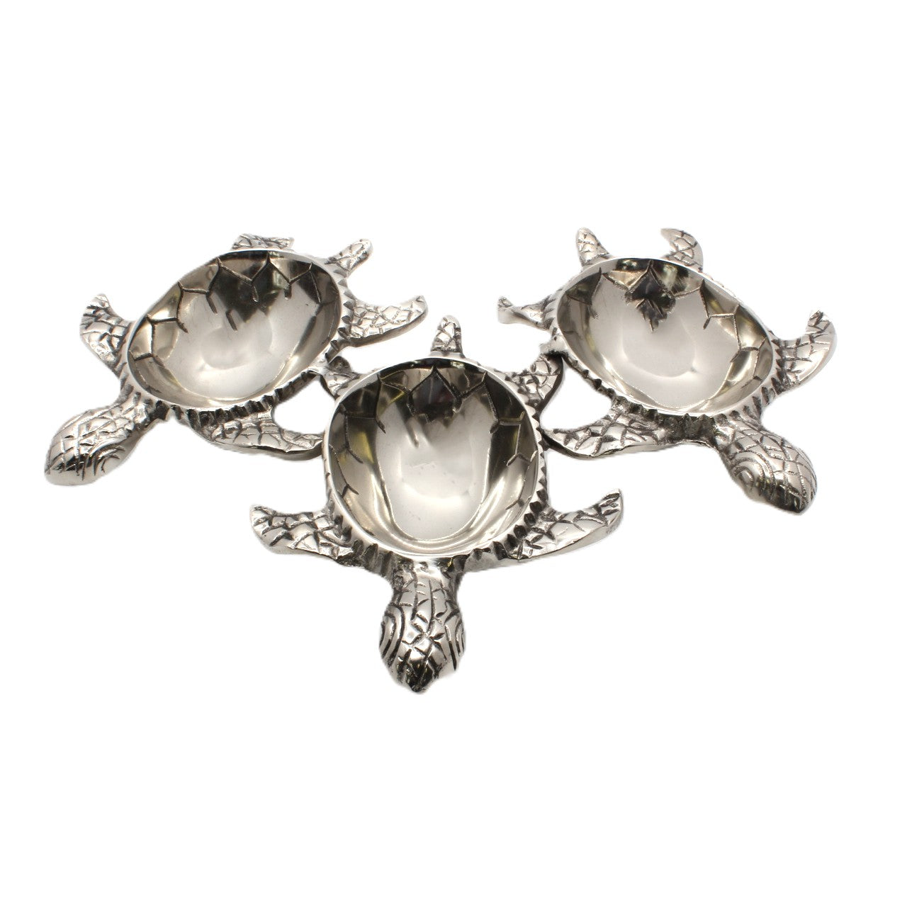 Three silver turtle-shaped coasters | Aluminum | 310004