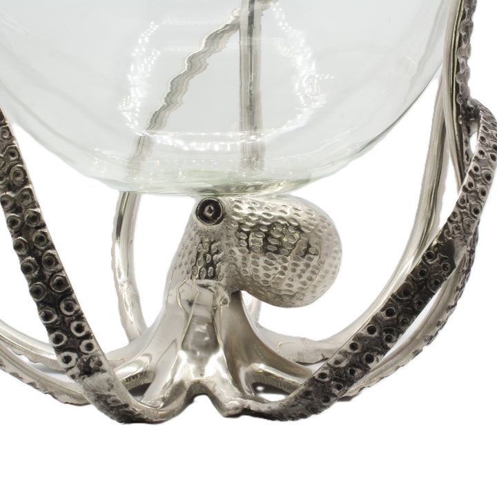 Decorative glass bowl with silver octopus-like structure | Aluminum | 310006