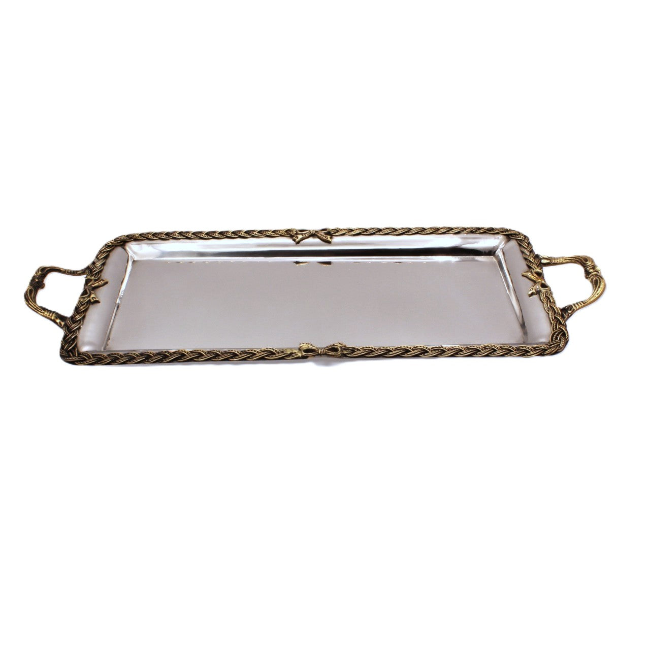 Rectangular Tray | Two tone | St Steel & Brass
