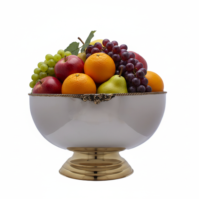 Large Bowl Serveware | Stainless Steel & Brass
