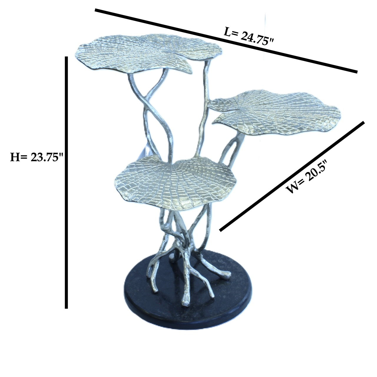 Decorative 3 leaf table | Antique silver color | 310033