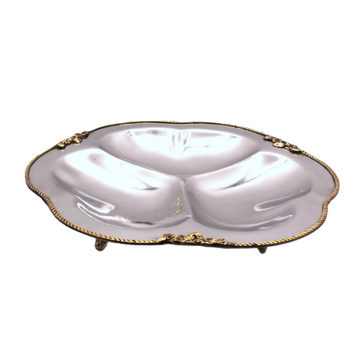 3 compartment serveware | Stainless Steel &amp; Brass