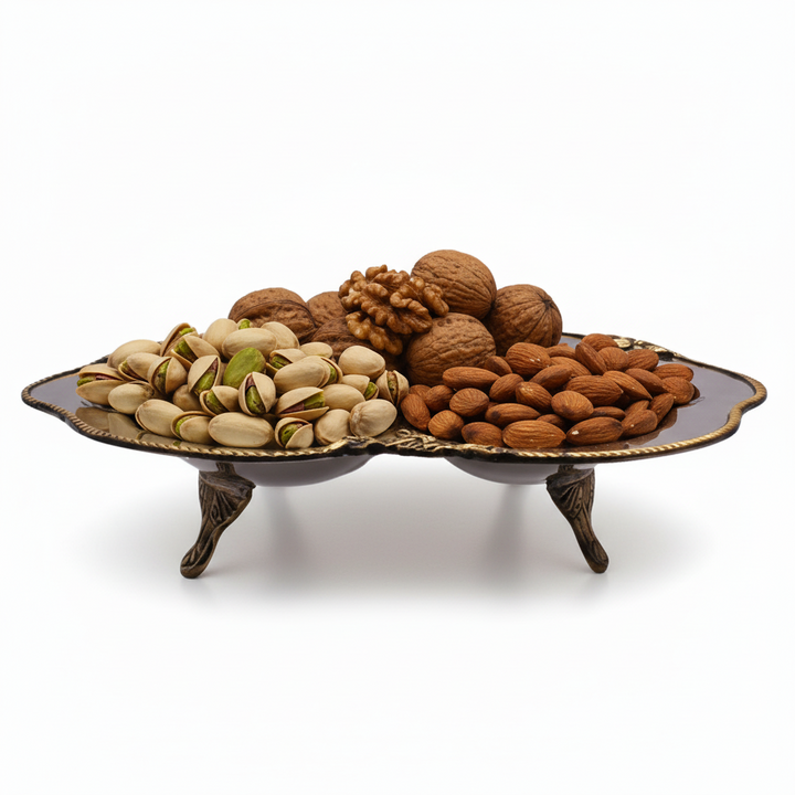 3 compartment serveware | Stainless Steel &amp; Brass | 320002