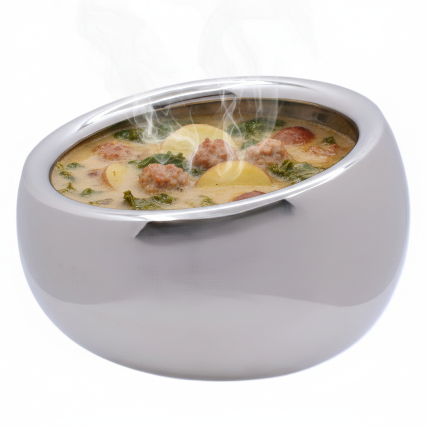 Tapered Serving Bowl | Double Wall | Stainless Steel | Ice Pattern