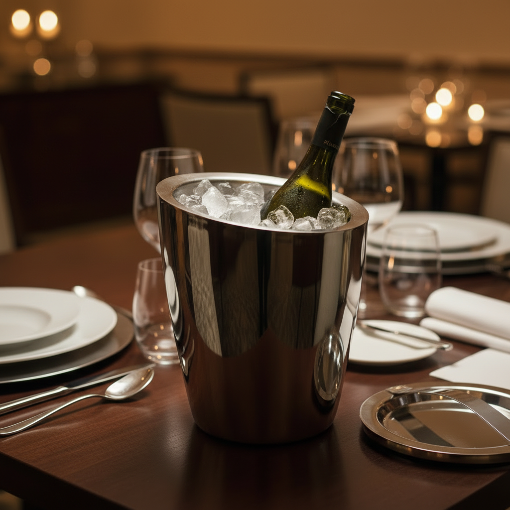 Slant Ice Bucket | Double wall | Stainless Steel | Mirror Finish