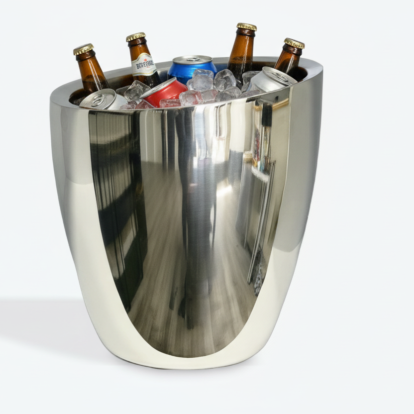 Slant Ice Bucket | Double wall | Stainless Steel | Ice Pattern