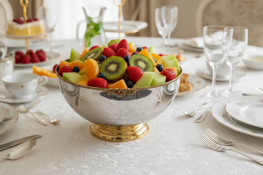 Large Bowl Serveware | Stainless Steel &amp; Brass | 320001