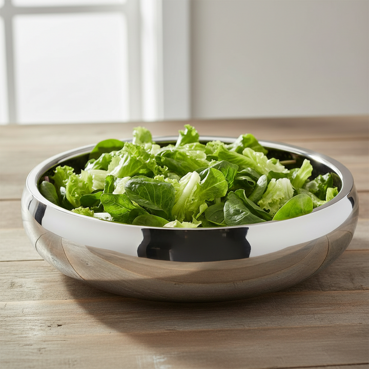 Shallow Belly Serving Bowl | Double Wall | Stainless Steel 