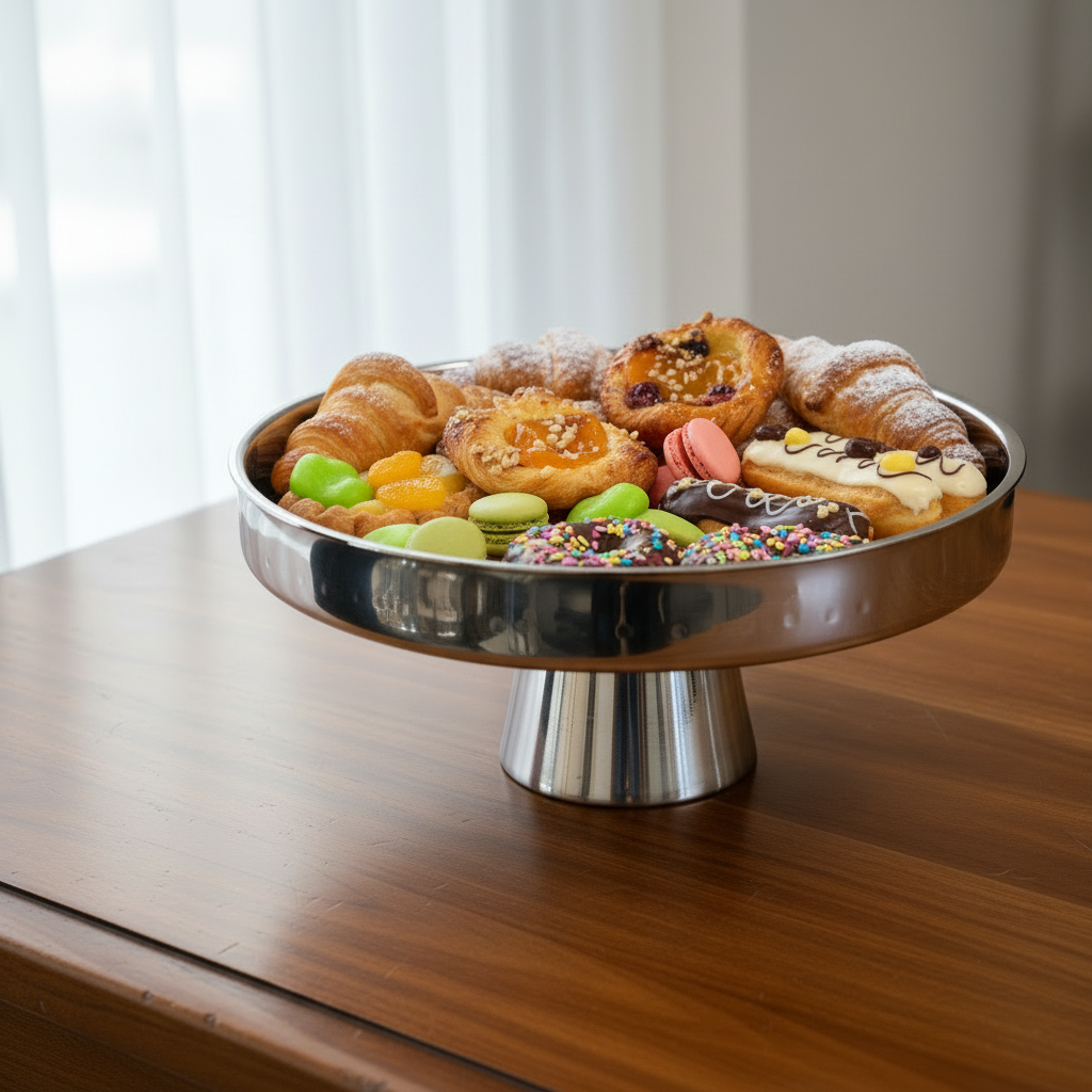 Cake Stand | Double wall | Stainless Steel | Ice Pattern