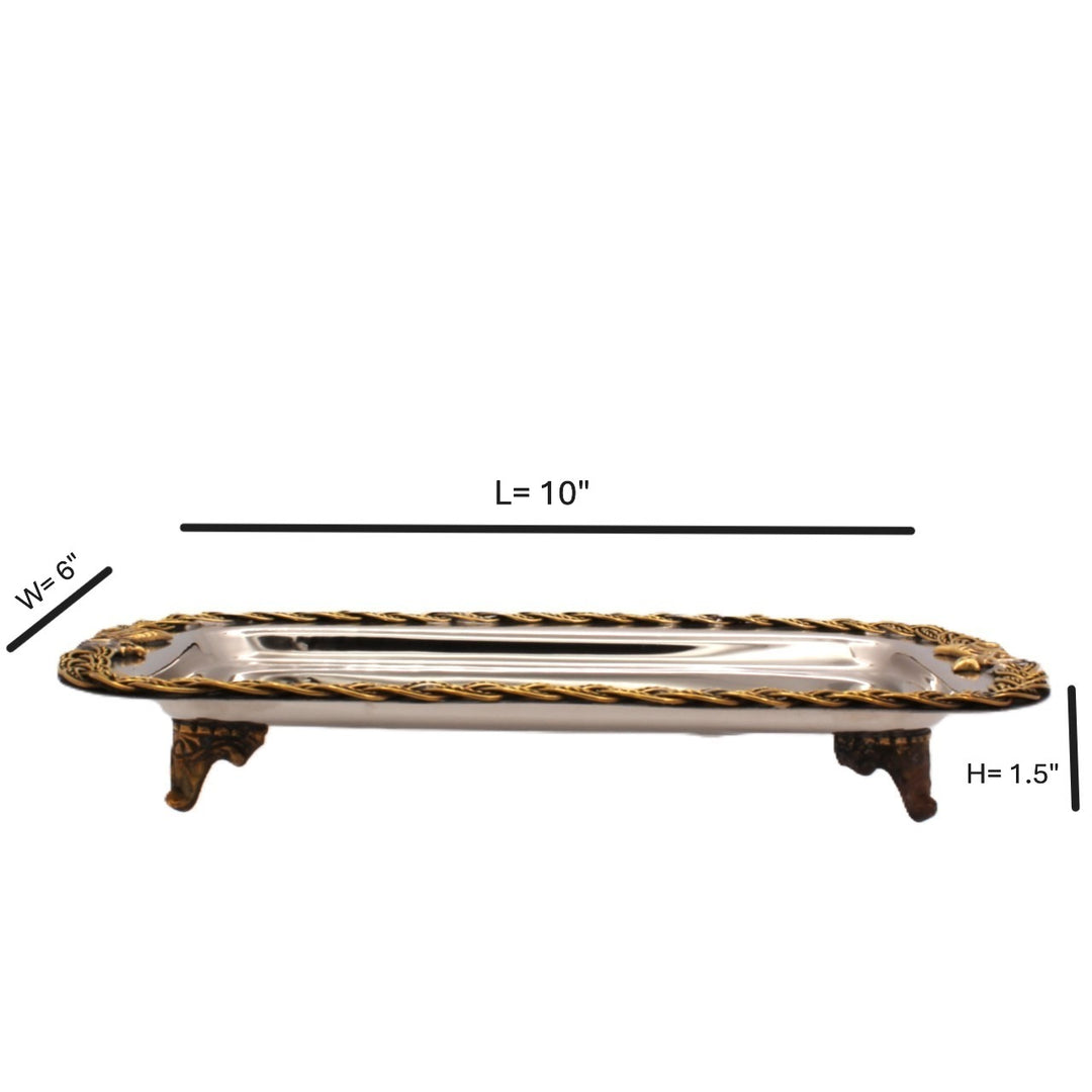 Rectangular Tray | Two Tone | St Steel &amp; Brass