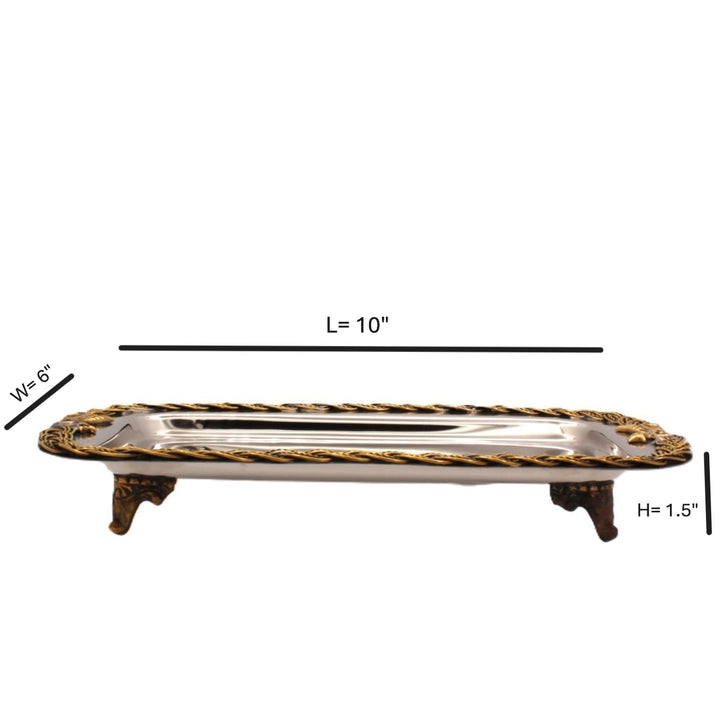 Rectangular Tray | Two Tone | St Steel &amp; Brass