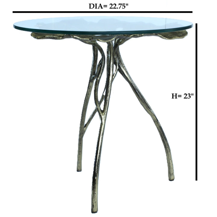 End Table | Leaf Design | Aluminum | Brass color | 310024