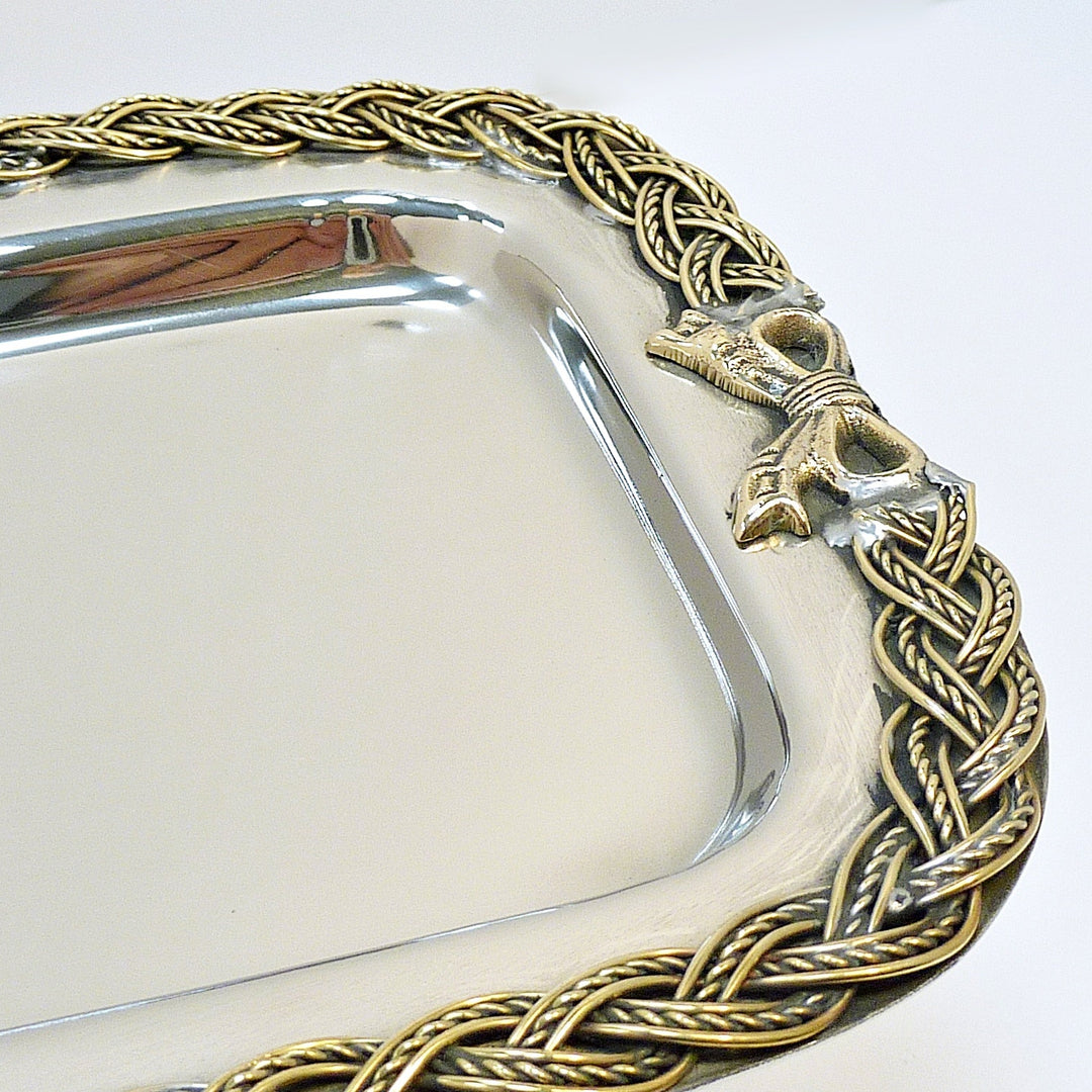 Rectangular Tray | Two Tone | St Steel &amp; Brass