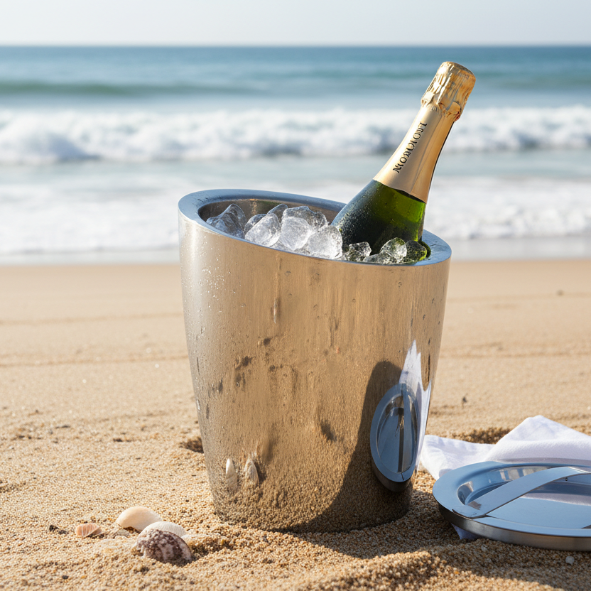 Slant Ice Bucket | Double wall | Stainless Steel | Mirror Finish