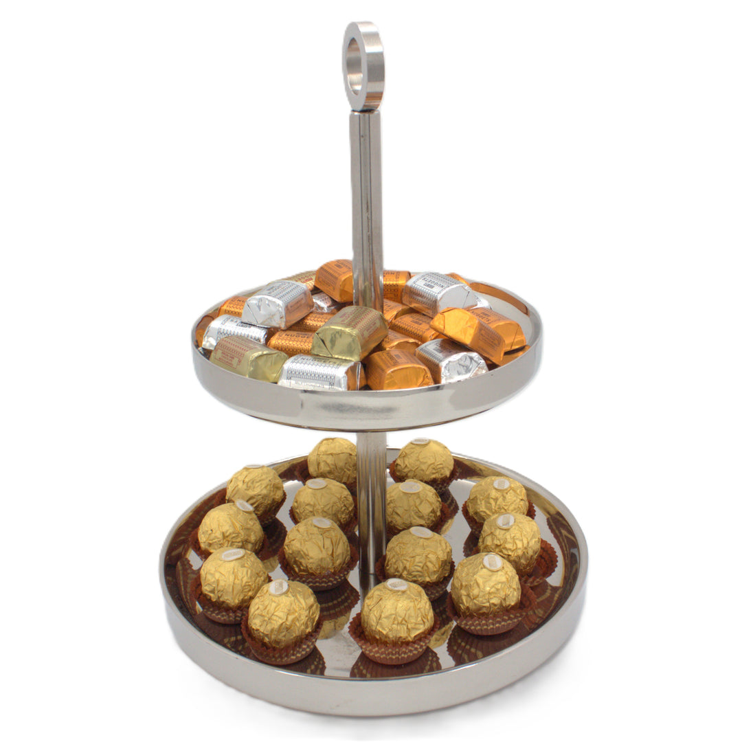 Cake Stand | Double Wall | Stainless Steel | Ice Pattern