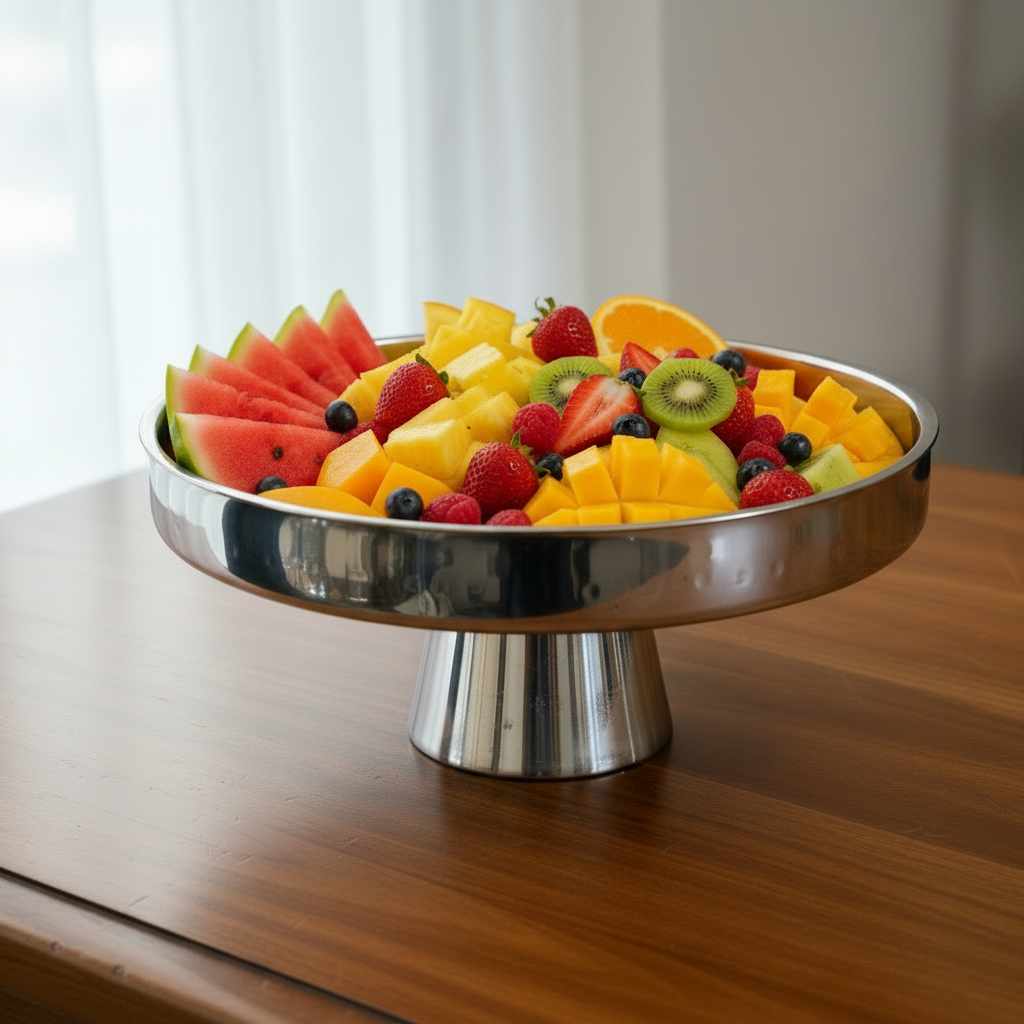 Cake Stand | Double wall | Stainless Steel | Ice Pattern