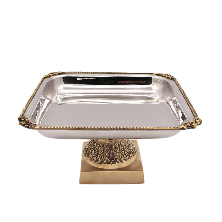 Square Candy Stand | Two tone |  St Steel &amp; Brass