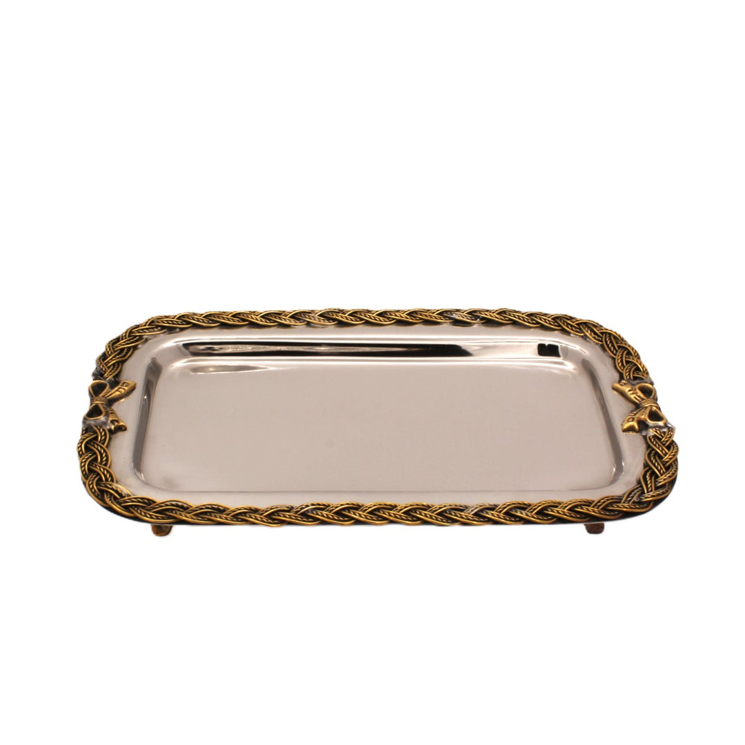 Rectangular Tray | Two Tone | St Steel &amp; Brass