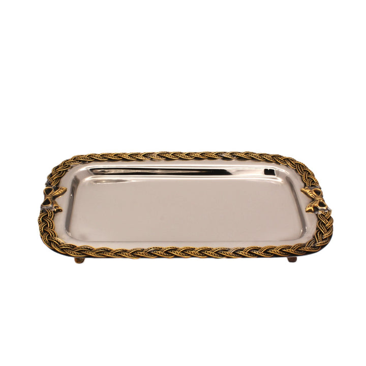 Rectangular Tray | Two Tone | St Steel &amp; Brass