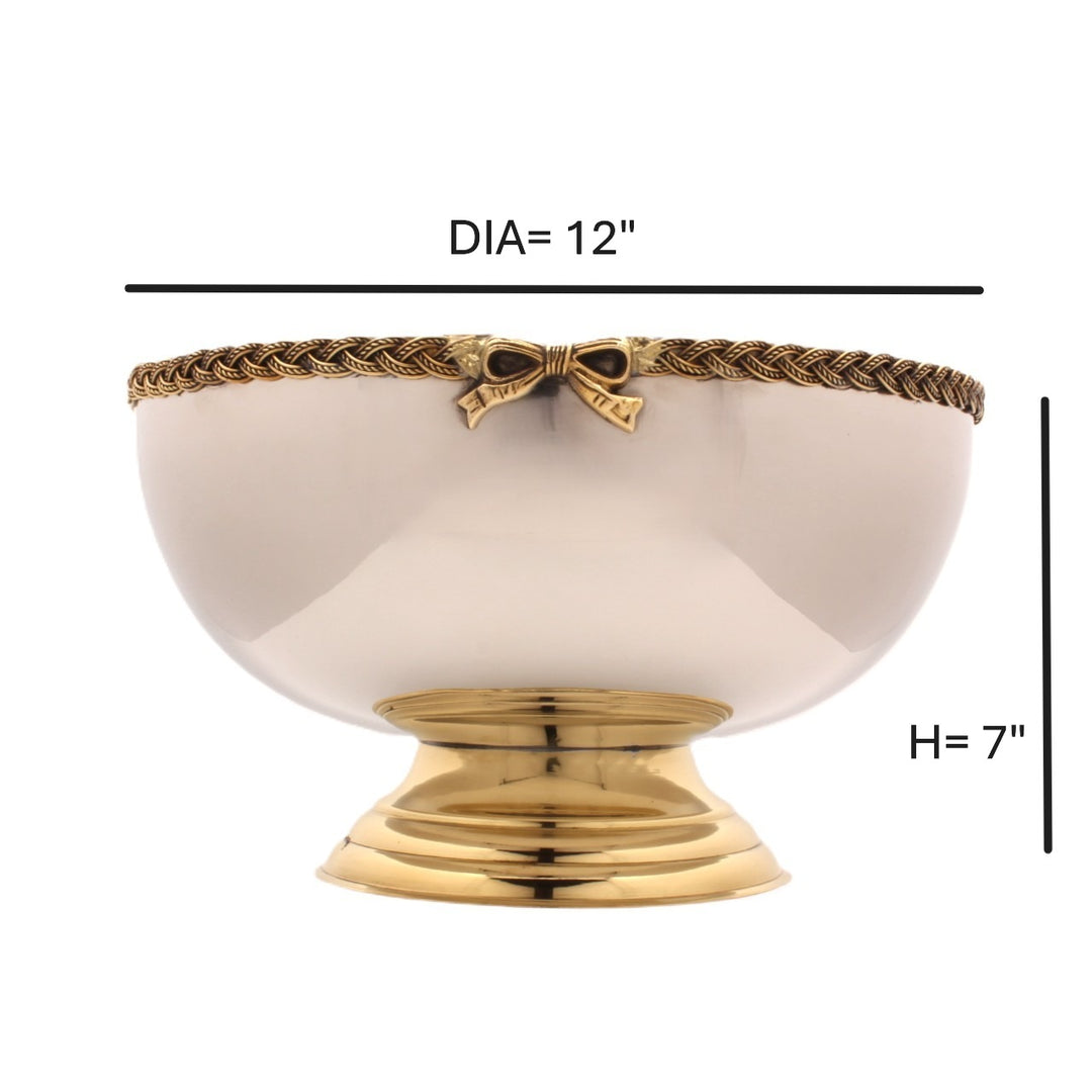 Large Bowl Server | Two Tone | Stainless Steel &amp; Brass 