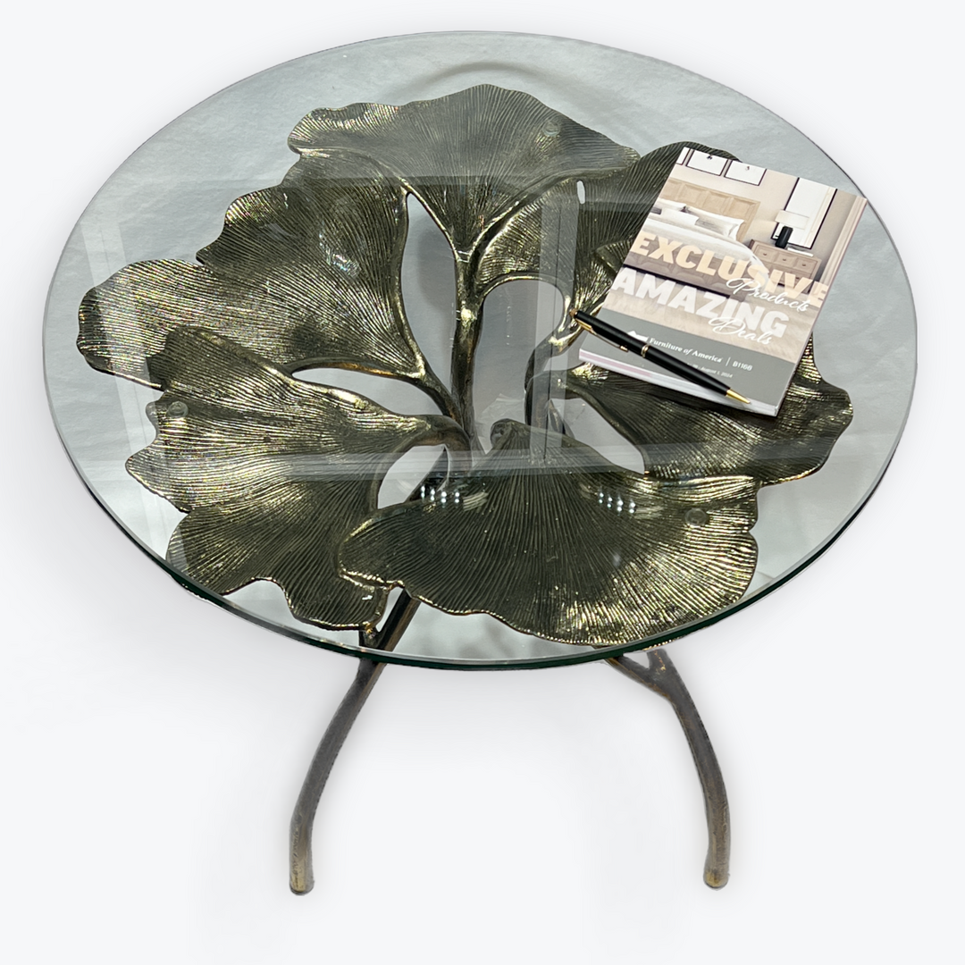 End Table | Leaf Design | Aluminum | Brass color | 310024