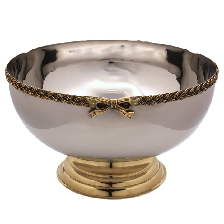 Large Bowl Server | Two Tone | Stainless Steel &amp; Brass 