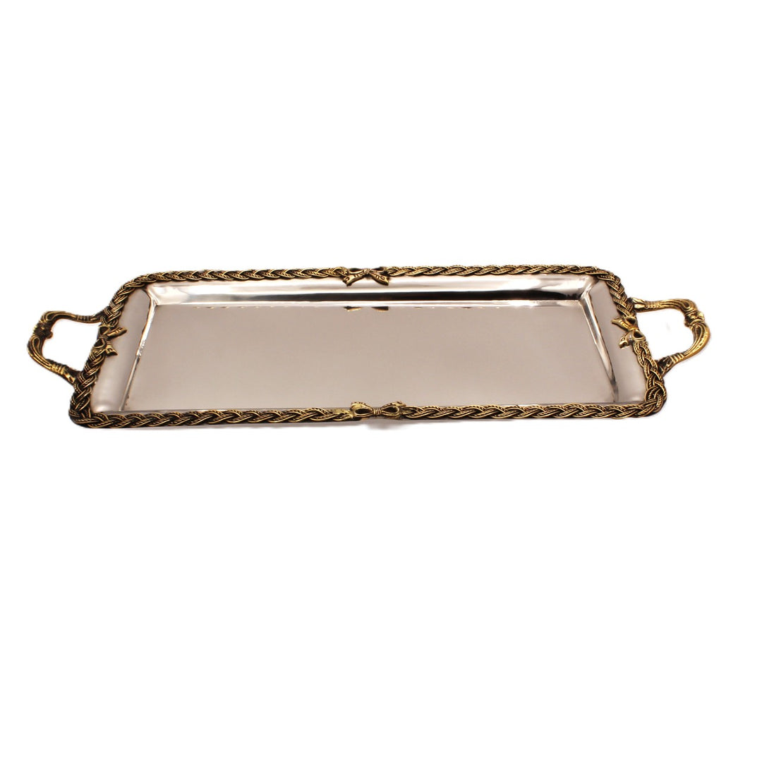 Rectangular Tray | Two tone | St Steel &amp; Brass