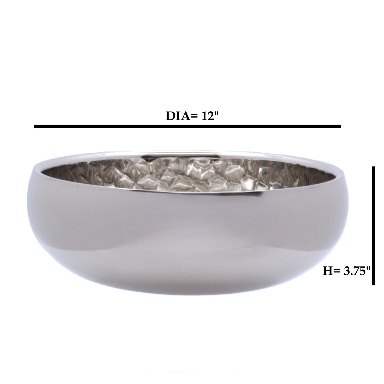 # Round Bowl | Double Wall | Stainless Steel | Ice Pattern 