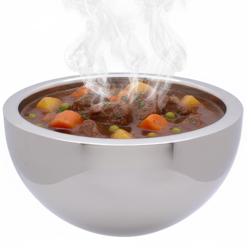 Round Bowl | Double Wall | Stainless Steel | Ice Pattern