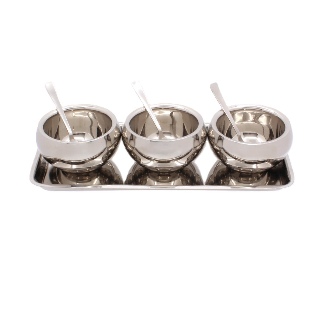 Round Snack Serving Set | Double Wall | Stainless Steel 