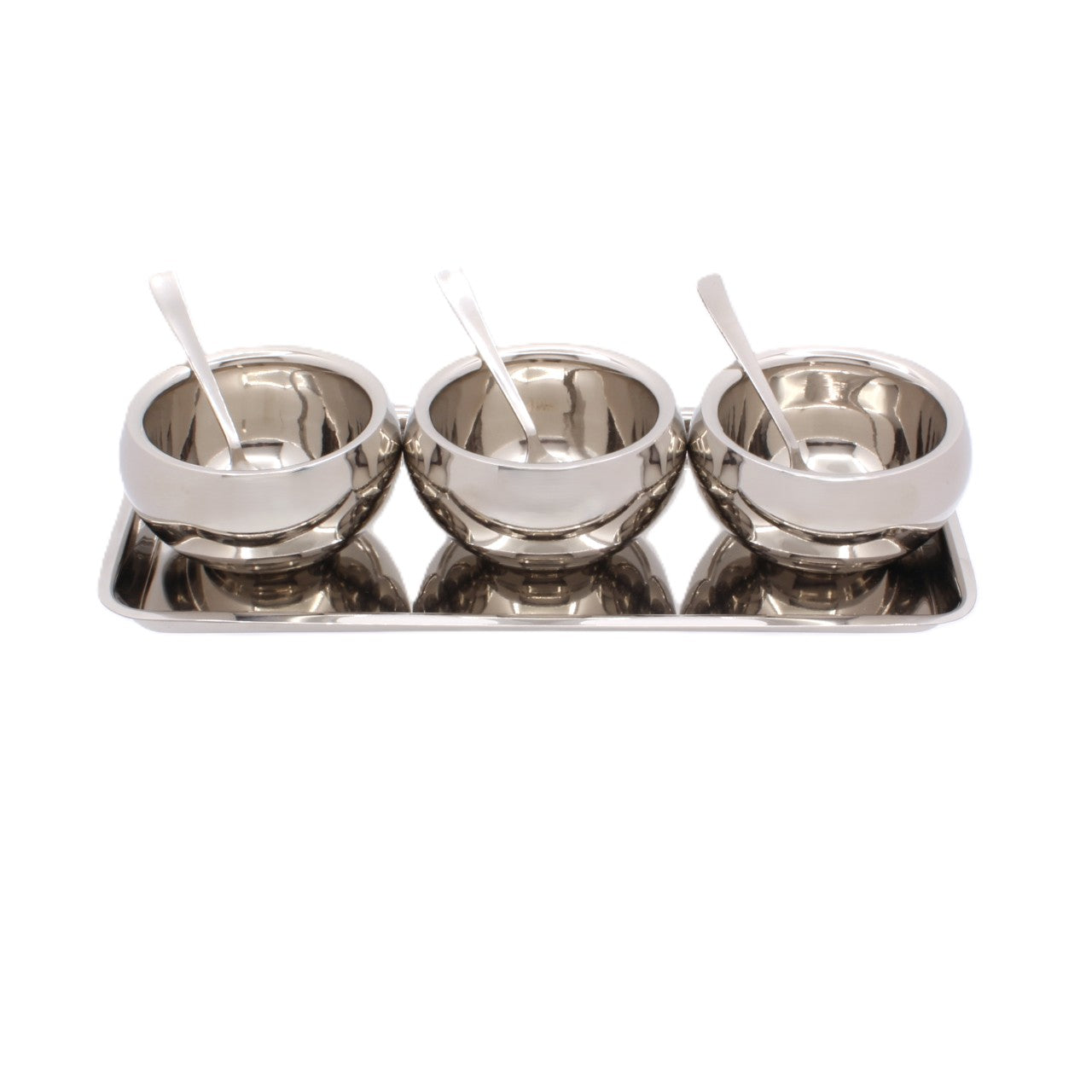 Round Snack Serving Set | Double Wall | Stainless Steel 