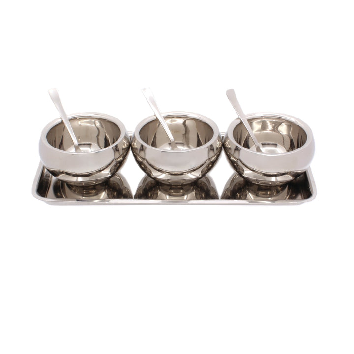 Round Snack Serving Set | Double Wall | Stainless Steel 