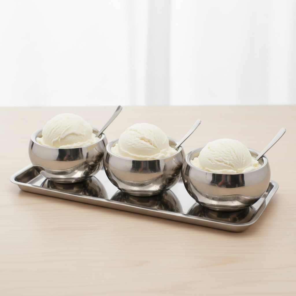 Round Snack Serving Set | Double Wall | Stainless Steel 