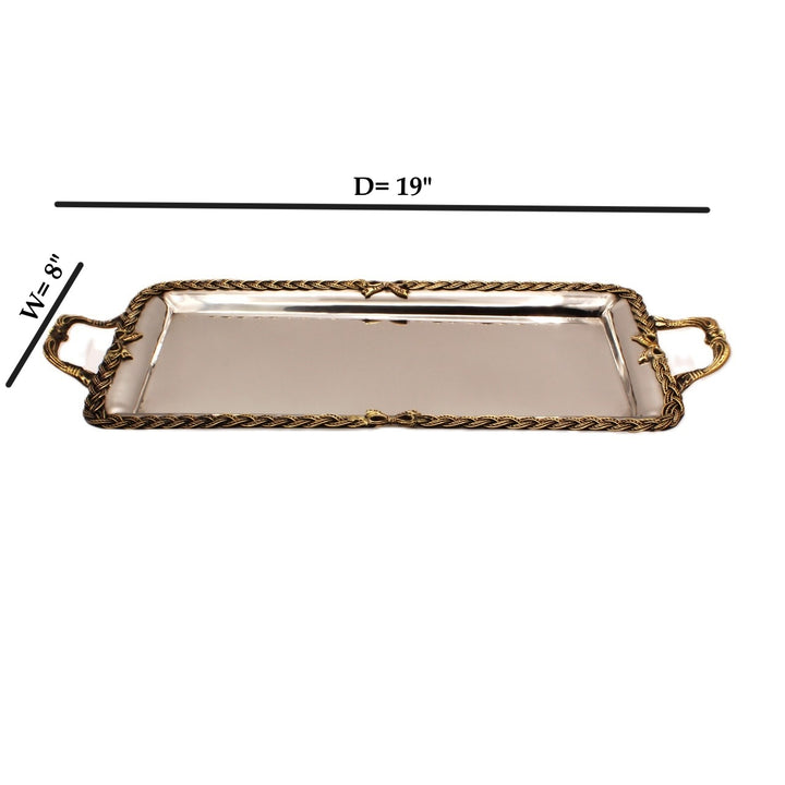 Rectangular Tray | Two tone | St Steel &amp; Brass