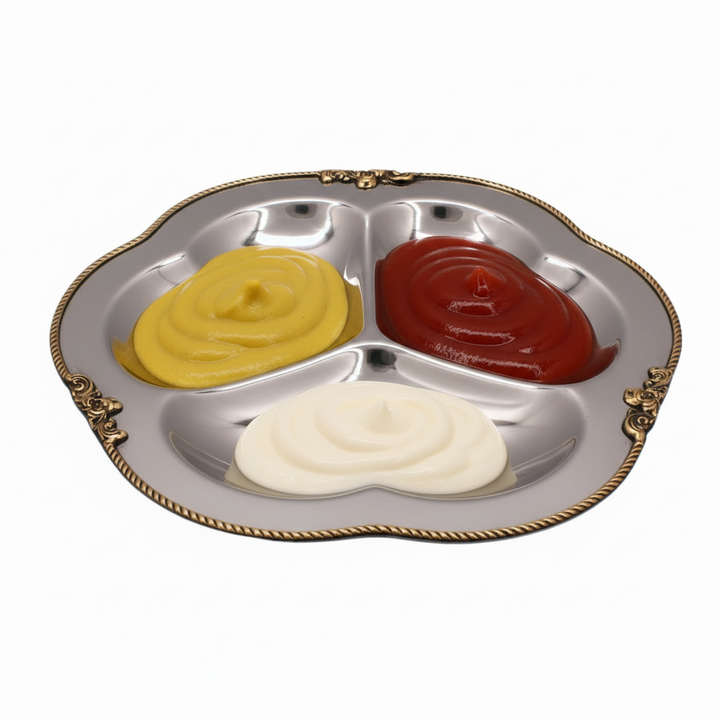 3 compartment serveware | Stainless Steel &amp; Brass | 320002