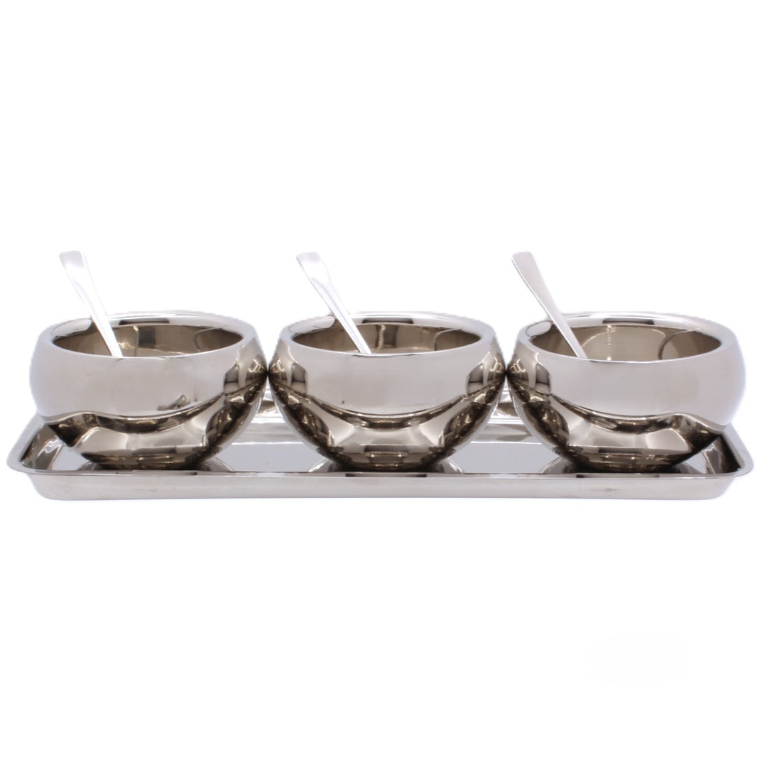 Round Snack Serving Set | Double Wall | Stainless Steel 