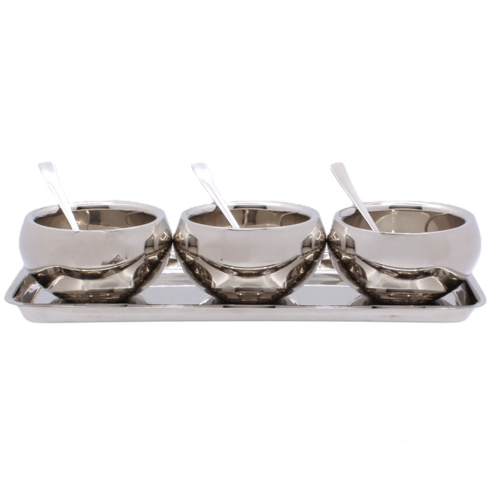 Round Snack Serving Set | Double Wall | Stainless Steel 