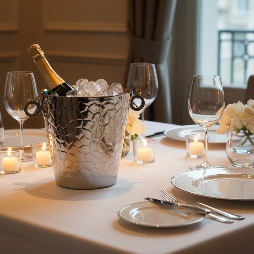 Ice Bucket | Double Wall | Stainless Steel | Ice Pattern