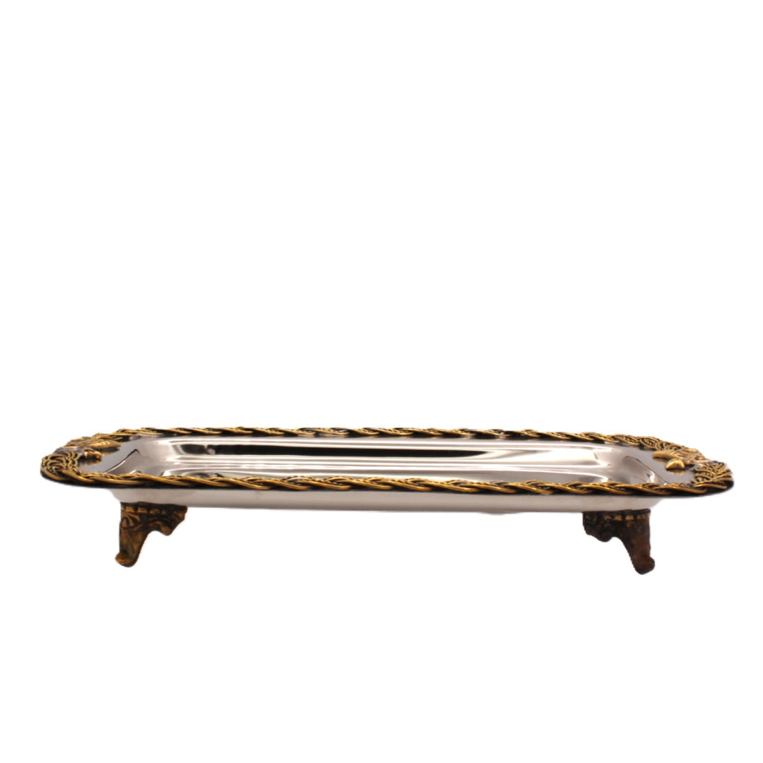 Rectangular Tray | Two Tone | St Steel &amp; Brass